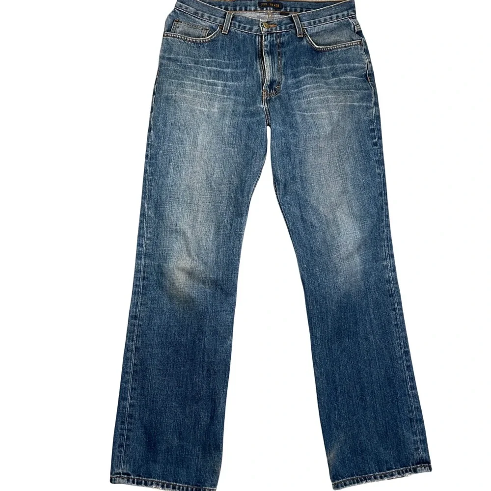 J Crew Mens Jeans 32W 32L Blue‎ Whisker 54768-32 Straight Leg Cotton Denim Pants